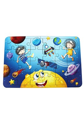 Ahşap Uzay Puzzle - Bebekleri İçin Puzzle - Ahşap Yapboz Oyuncak - Oyuncak Yap-boz - 24 Parça Puzzle