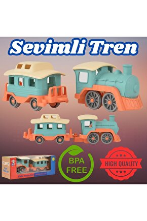 Lüx Somon Sevimli Tren Tren Seti - Plastik Tren - Kırılmaz Oyuncak - Kırılmaz Tren - Tren Oyuncaklar