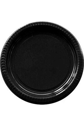 Partı Tabak Plastık Siyah Pk 25 Lı Yuvarlak 22 Cm