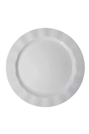 Parti Beyaz Renk Lüks Plastik Mika Yuvarlak Tabak 26 Cm 6 Adet