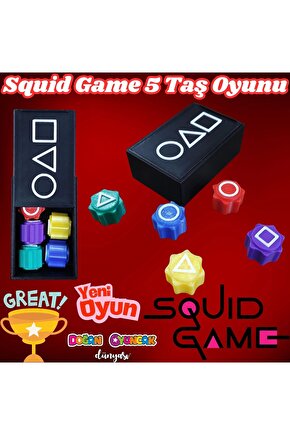 Squid Game 5 Taş Oyunu - Squid Game Oyunu - 5 Taş Oyunu Seti Kalamar Oyun Renkli Taş - Renkli 5 Taş