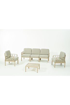 GARDA Sofa Set 3+1+1+Sehpa BEJ Minderli