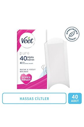 Pure Hipoalerjenik Sir Ağda Bandı Hassas Ciltler Bacak & Vücut Bölgesi 40lı Süper Fırsat Paketi