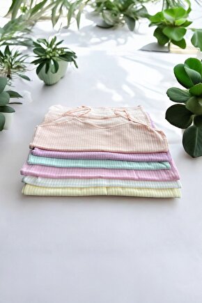 Stars Underwear Kız Çocuk Atlet 6 Adet Karışık Renkli Pamuklu Fitilli Ip Askılı Esnek