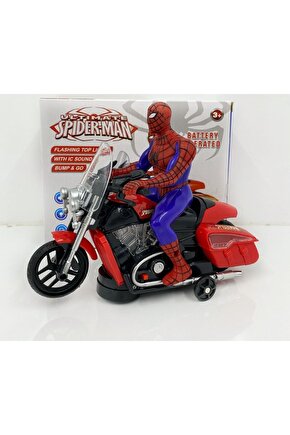 Işıklı Pilli Sesli Yeni Sezon Aktivite Motorlu Spiderman Örümcek Adam