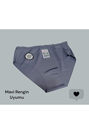 3lü Paket Mavi Kadın Lazer Kesim Beli Lastikli İz Yapmaz Külot Alt Çamaşır ( 3 adet )
