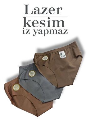 3lü Mikro Lazer Kesim İz Yapmaz Kadın Külot İç Çamaşırı