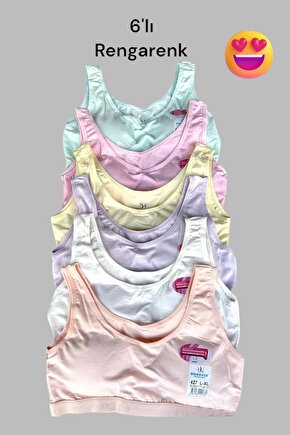 Genç Kız Kalın Askı Yarım Atlet 6lı Pastel Renkler