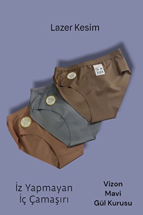 3lü İz Yapmaz Lazer Kesim İç Çamaşır Külot