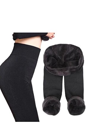 İçi Peluş Polar Kürklü Dikişsiz Termal Kışlık Tayt