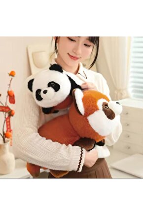Dönüştürülebilir Sevimli İkili: Sevimli Panda ve Dönüşen Rakun Peluş Oyuncak