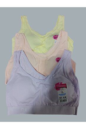 Vanilyashop Kalın Askılı 3 lü Pedli Ribana Yarım Atlet Büstiyer Alıştırma Sütyen 3lü Karışık Renk.