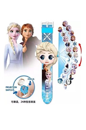 Karlar Ülkesi Frozen Elsa Dijital Saatlı Projeksiyonlu Kol Saati