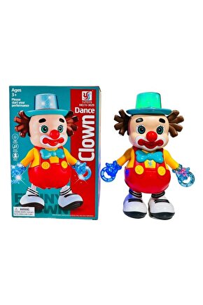 Palyaço 5d Işıklı Dans Eden Müzikli Sevimli Palyanço Oyuncak 25 Cm