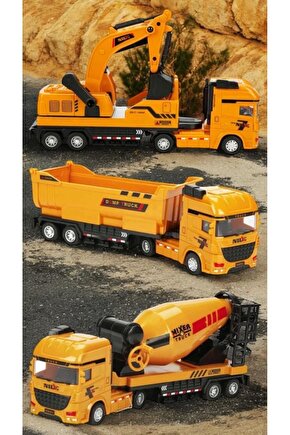 3 LÜ MODEL SÜRTMELİ İNŞAAT ARAÇLARI  25 CM OYUNCAK