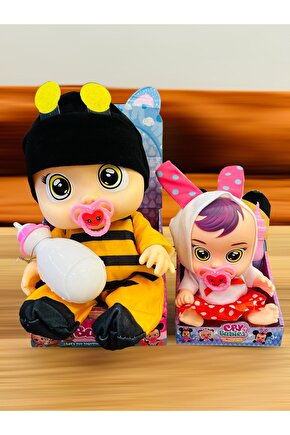 Babies Ağlayan Bebek Sesli Emzikli ve Biberonlu Et Bebek 35 cm 2 adet
