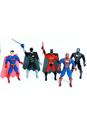 Actions Süper Kahramanlar Örümcek Adam, Batman, Süpermen, Zero, 5li Set