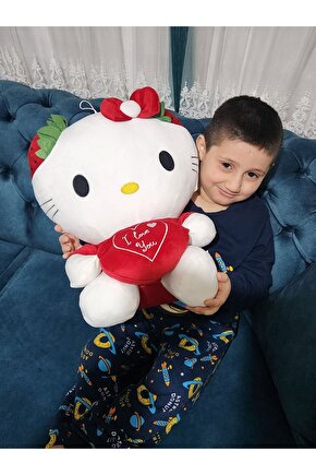 Sevgiliye özel kırmızı renk hello kitty pelüş oyuncak 45 cm