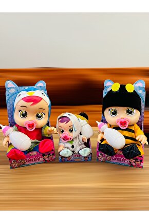 Babies Ağlayan Bebek Sesli Emzikli ve Biberonlu Et Bebek 35 cm 3 adet