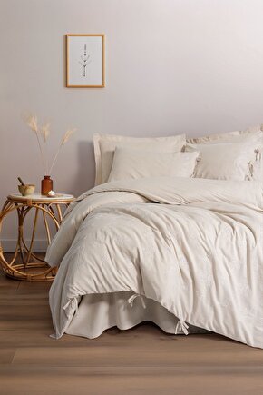 Cotton Keten Çift Kişilik Nevresim Takımı Esmira Bej