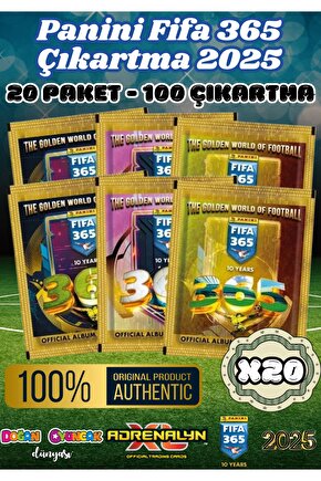 Panini FIFA 365 2025 Sticker 20 Paket - Futbolcu Çıkartmaları - Trading Futbolcu Oyuncu Kartı Panini