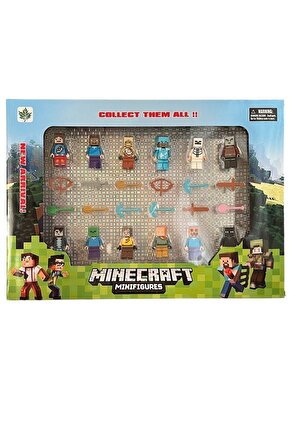 Minecraft Xl Aksesuarlı 24 Parça Oyuncak Minecraft Figür Seti