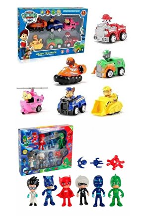 Paw Patrol 6 Karakter Ve Araçları Pj Masks Pijamaskeliler 10lu Figür Oyuncak Set