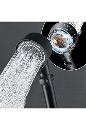 Zemus 5 Fonksiyonlu Duş Başlığı - Turbo Fan Duş Başlığı - Siyah