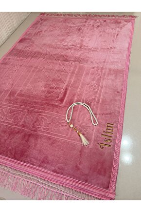 LÜKS PELUŞ SECCADE İSME ÖZEL KİŞİYE ÖZEL İSİM İŞLEMELİ KALİTELİ DİZ ACITMAZ SECCADE 80X120
