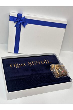 Damat Bohçası İsme Özel Çeyizlik Hediyelik Seccade Seti Aydın Seccade İsimli