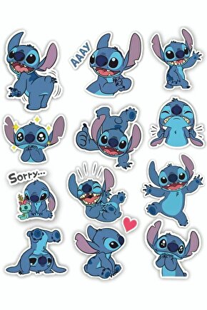 Lilo And Stitch Temalı Laptop Telefon Tablet Sticker Seti