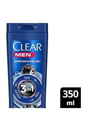 Men 3 In 1 Şampuan & Duş Jeli Arındırıcı Kömür Saç Yüz Vücut Için 350 ml
