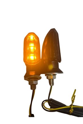 Motosiklet Sinyal Lamba Üniversal 12V Füme Cam Sarı Led 2Li