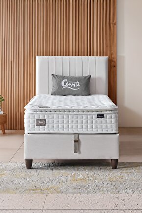 Zambak Tek Kişilik Sandıklı Baza Full Ortopedik Antibakteriyel Pedli Yatak Başlık 3 Lü Set