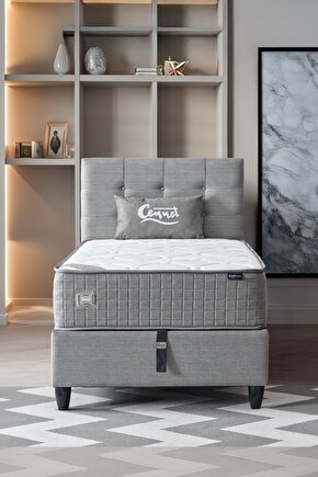 Mimoza Modeli Tek Kişilik Full Ortopedik Antibakteriyel Yataklı Baza Ve Başlık Takımı 3 Lü Set