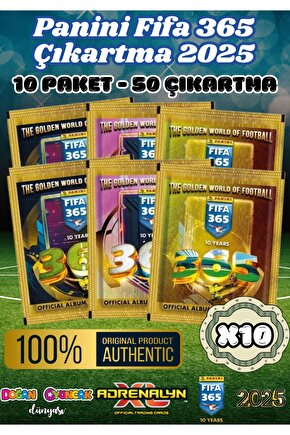 Panini FIFA 365 2025 Sticker 10 Paket - Futbolcu Çıkartmaları - Trading Futbolcu Oyuncu Kartı Panini