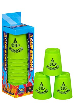 Speed Cup Stacks Yeşil - Lisanslı Bardak Denge Oyunu - Bardak Oyunu - Hızlı Bardaklar