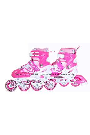 Işıklı Metal Gövdeli Ayarlanabilir Pembe Alıştırma Pateni