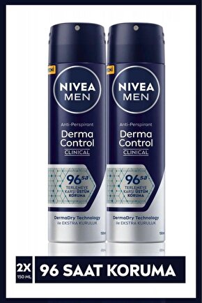 Men Derma Control Clinical Erkek Sprey Deodorant 150ml,96 Saat Üstün Koruma X2 Adet