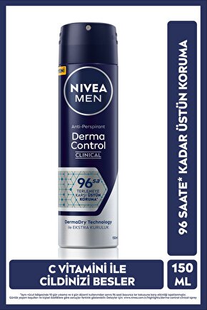 MEN Erkek Sprey Deodorant Derma Control Clinical 150ml, 96 Saat Anti-perspirant Ter Koruması