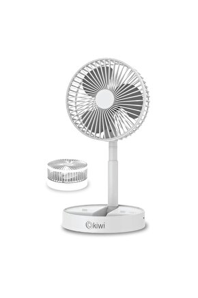 Kfan-7608 Şarjlı Beyaz Ayarlanılabilir Mini Fan Masa Üstü Vantilatörü Usb Soğutucu Sessiz El Fanı