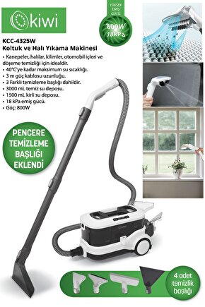 Ekstra Pencere Temizleme Aparatlı Koltuk Halı Yıkama Ve Leke Çıkartma Makinesi Kcc-4325w