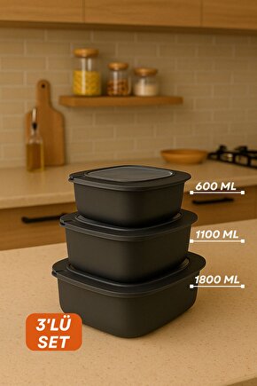 3lü Renkli Kilitli Kapaklı Saklama Kabı Difrize Mikrodalga ve Buzdolabı Uyumlu Düzenleyici Elegant