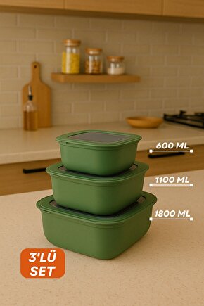 3lü Renkli Kilitli Kapaklı Saklama Kabı Difrize Mikrodalga ve Buzdolabı Uyumlu Düzenleyici Elegant