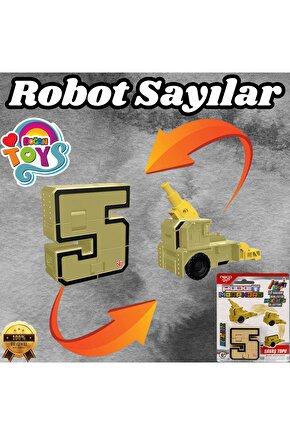 Pocket Morphers 5 Savaş Topu - Roboto Dönüşen Sayılar - 5 Numara Robot - Transformers - Robot Sayı