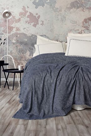 Embrova Şönil Çift Kişilik Yatak ÖrtüsüPike Takımı Loom Lacivert