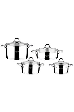 Unique 8 Parça Süzgeçli Çelik Tencere Set