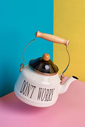 Drink Tea Be Happy Motto Emaye Demlik