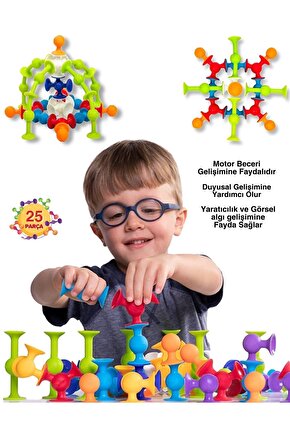 Vakum Molekül 25 Parça Yapı Taşları Fidget Duyusal Eğitici Oyuncak Lego - Vakumlu Lego - Molekül