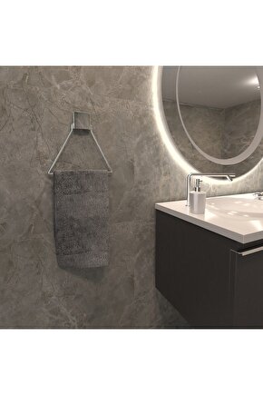 Dekoratif Yapıştırmalı Banyo- Mutfak Metal Üçgen Havluluk Askı Krom Pratik Vidasız Montaj Dc-4778